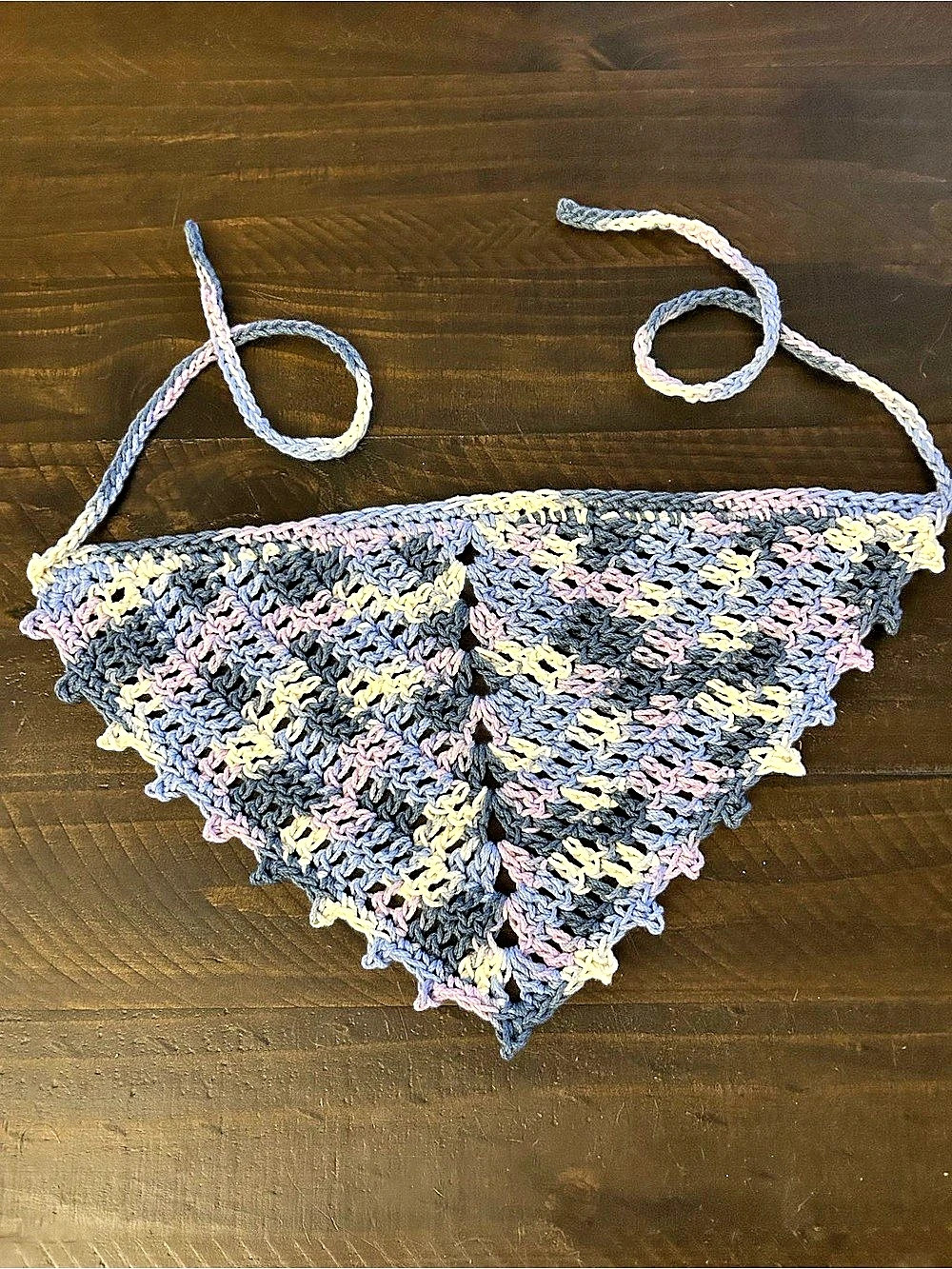 Crochet bandana in Blue & Pink Like New